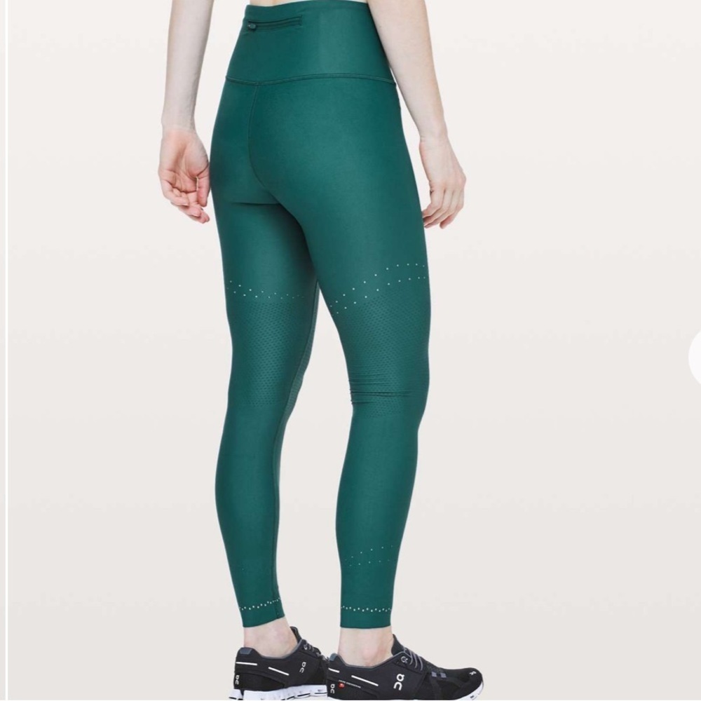Lululemon Zoned In Tight *27” Green Jasper Size 4 Reflective Running Legging B9 - Picture 2 of 16